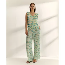 Blusa de mujer estampada efecto chaleco
