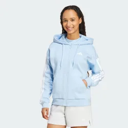 Felpa con cappuccio Essentials 3-Stripes a zip integrale XL Glow Blue / White