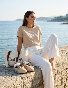Maglietta con stampa - beige