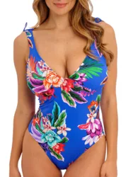 Womens Halkidiki Plunge Swimsuit - Blue Polyamide - Size 36e