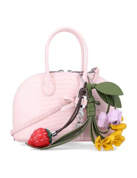 Embossed Leather Mini Bowling Handbag, 13cm x 21cm x 8cm