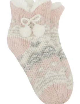 Womens Chenille Crop Knitted Slipper Socks - - Size: ONESIZE - totes - FashionsVida
