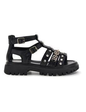 Sandali neri con borchie e fibbie 9621C9764 35