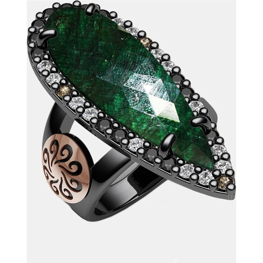 Anillo Rose Cut de plata con corindón, diamantes y espinelas - Bohemme - FashionsVida