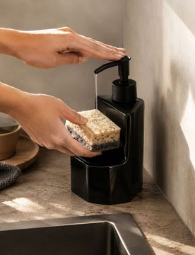 Dispenser di liquido con supporto per spugna - nero