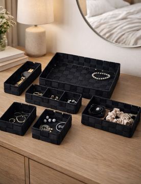 Set di organizer con motivo intrecciato 6 pack - nero