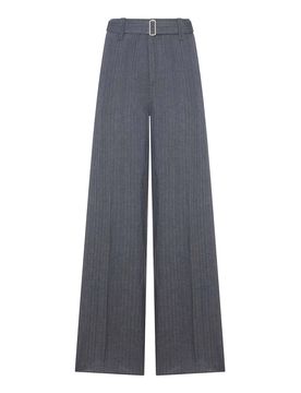 Pantaloni Palazzo Sartoriali In Lino Gessato