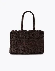 Pure Silk Knitted Tote Bag Tan female