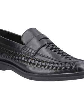 Bowie Leather Mens Black Loafers - Size Uk 9 - Hush puppies - FashionsVida