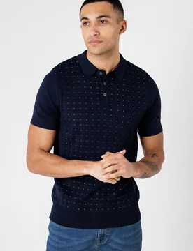 Mens Knitted Short Sleeve Button-Up Polo Shirt - Nines - FashionsVida