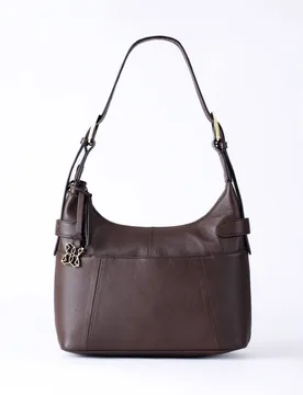 Newby' Leather Hobo Shoulder Bag - Chocolate - Size: One Size - Lakeland Leather - FashionsVida