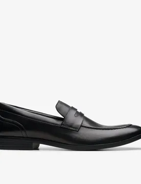 Mens Brandon Step Black Leather Shoes - Size Uk 10.5 - Clarks - FashionsVida