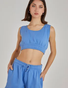 Women's Cropped Lounge Bralette in Blue Size: Medium - Blue - Size: M - Pink Vanilla - FashionsVida