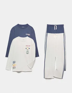 Pack Pure Cotton Overdrive Pyjama Sets (1-16 Yrs) Grey Mix male - M&S - FashionsVida