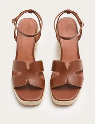 Ankle Strap Wedge Sandals Tan female