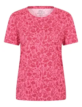 Women's Printed Casual Soft 100% Cotton Lightweight Short Sleeve T-Shirt T-Shirt in Pink Size: 18 - Pink - Size: 18 - Mountain Warehouse - FashionsVida