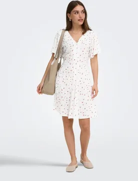 Vestido mini de manga corta con escote en pico - Only - FashionsVida