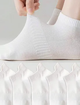Pares de calcetines cortos para mujer resistentes al olor para todas las estaciones, calcetines deportivos de tobillo de malla transpirable y absorben - Shein - FashionsVida