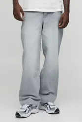 Mens Basic Relaxed Fit Jeans - Grey Cotton - Size 34 Long