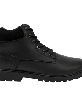 Mens Faux Fur Lined Ankle Boots (Black) - Size Uk 10 - Nicholas Deakins - FashionsVida