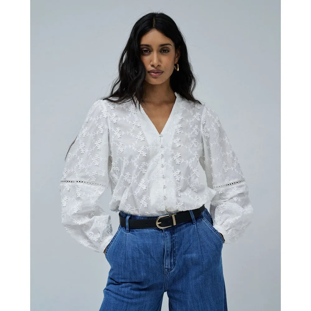 Blusa de mujer jacquard con estampado floral - Salsa Jeans - FashionsVida