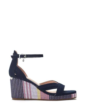 Women's 'May' Suede Wedges Sandal in Navy Size: 6 - Navy - Size: 6 - Moda in Pelle - FashionsVida