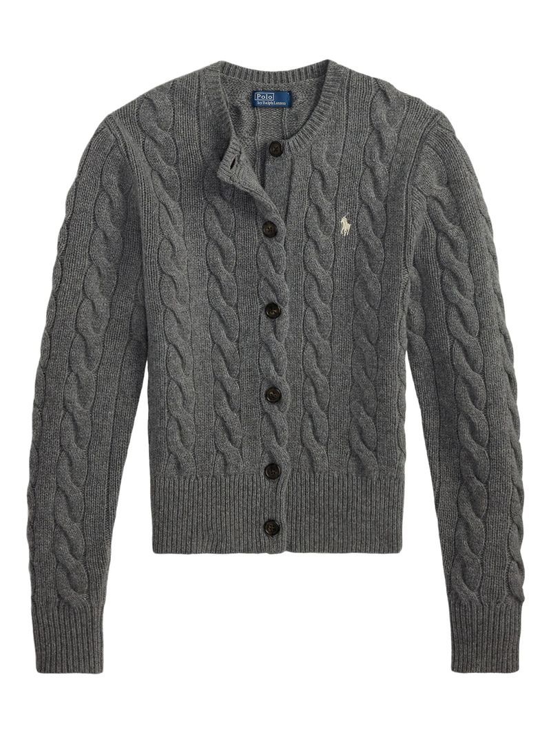 Rib-Knit Crewneck Sweater with Buttoned Placket, Long Sleeves, Model Wearing Size S