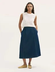 Pure Cotton Denim Midaxi Skirt Blue female