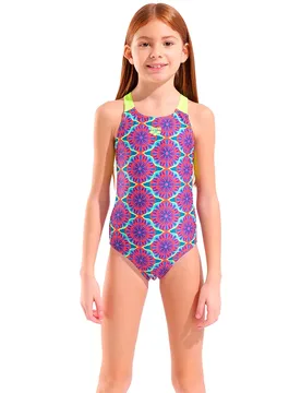 Floral Pro Back Swimsuit Violet Multi 6-7 Years Girls - Arena - FashionsVida