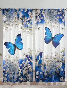 Piezas Cortina De Mariposas Azules, Cortina Sin Orificios, Ideal Para Decorar Dormitorio, Casa De Oficina, Cocina, Sala De Estar Y Estudio - Shein - FashionsVida