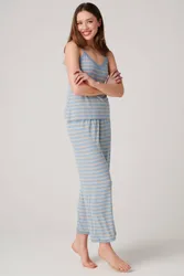 Cornish" Bamboo Lace Camisole Pyjama Set - Light Sand - Size: 12