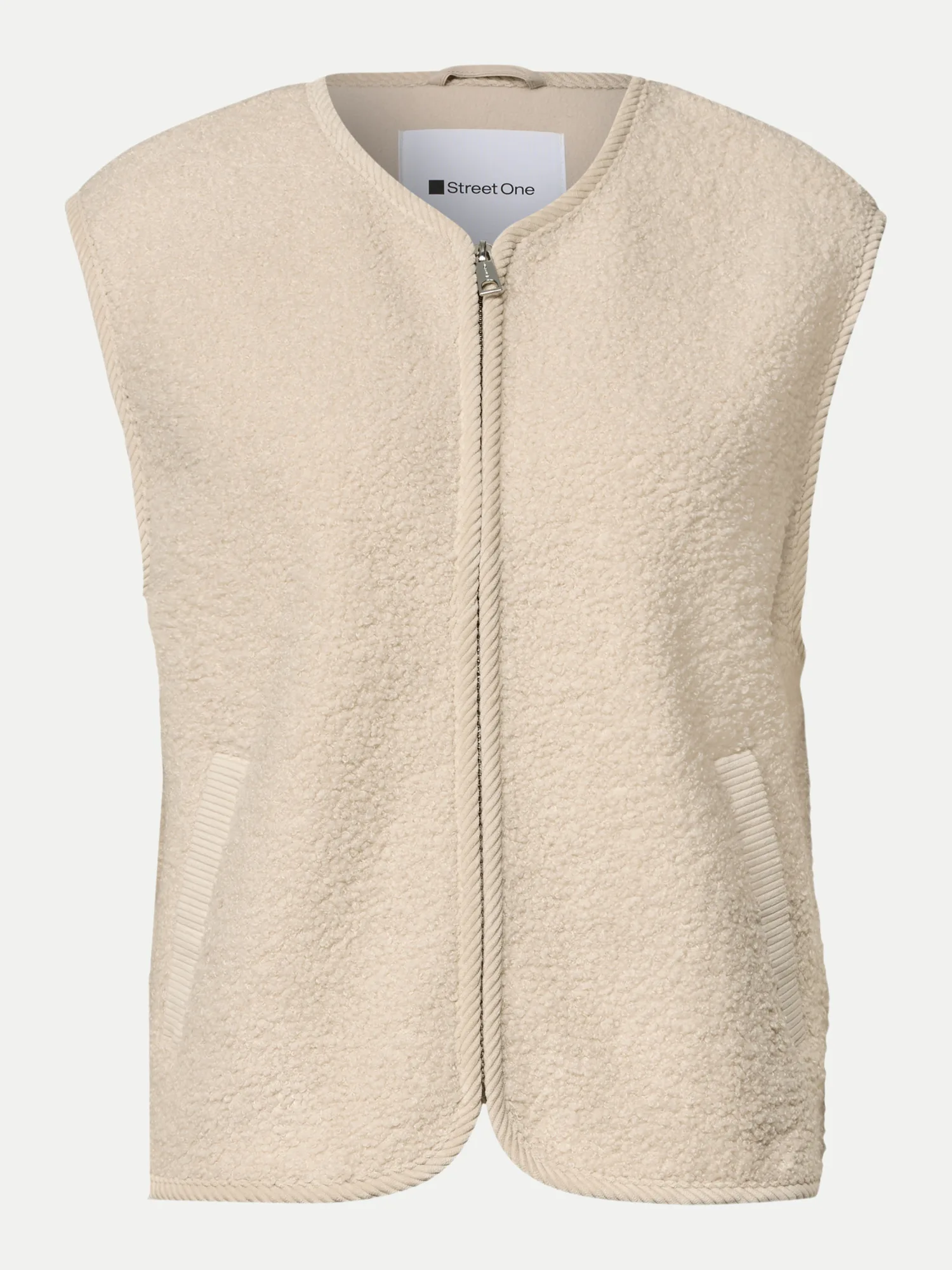 Teddy-Weste mit Cord-Absätzen Beige 38 - Street One - FashionsVida