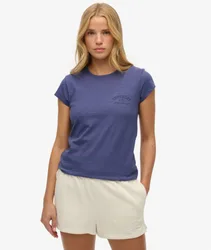 Superdry Damen Athletic Essential T-shirt mit Noppenstruktur Navy - Größe: 38