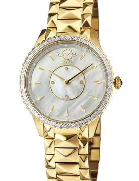 Siena, Swiss Quartz Watch, White MOP Dial, 316L Stainless Steel, & Sapphire Crystal - Gold - Size: One Size - GV2 - FashionsVida