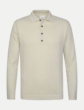 Langärmeliges Poloshirt Beige M
