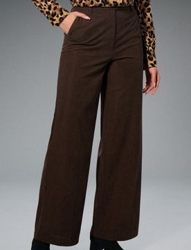 Pantaloni wide leg - marrone scuro