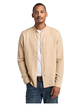 Camicia A Maniche Lunghe Mill Brook Linen Korean Collar Safari 2XL