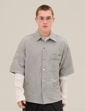 Chemise Manches Courtes Effet Froissé Xl Gris