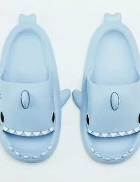 Pantuflas tipo slip-on con diseño de tiburón para otoño/invierno, sandalias de playa abiertas cómodas y suaves de moda para parejas, zapatos de ag - Shein - FashionsVida