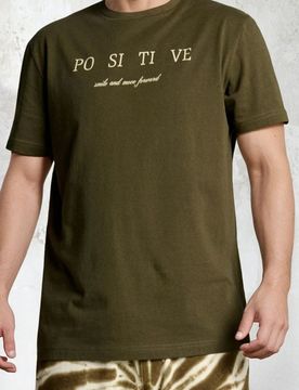 T-shirt in cotone con scritta - verde-giallo