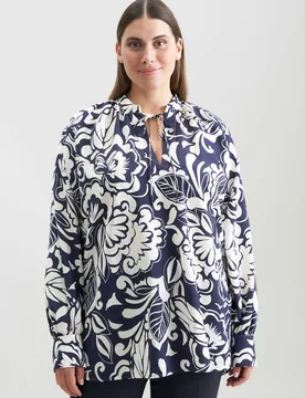 Tunikabluse mit Bindeband Blau 48 - Seidensticker.com - FashionsVida