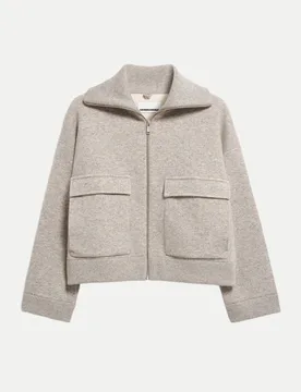 Strickjacke mit Reißverschluss Beige M - Armedangels - FashionsVida