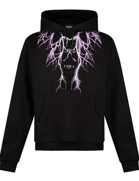 Felpa Leggera Cappuccio Uomo Lightning Hoodie Black/purple/grey - PHOBIA - FashionsVida