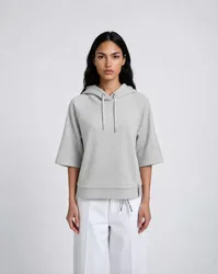 BOXY CROPPED METALLIC HOODIE SHORTS female