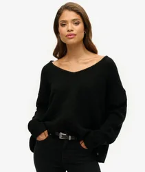 Superdry Damen Pullover mit V-ausschnitt in Übergröße Schwarz - Größe: 44