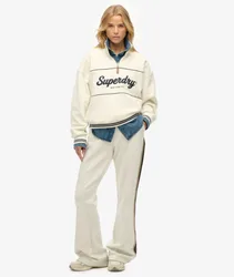 Superdry Damen Studios Stripe Gerade Jogginghose White - Größe: 36
