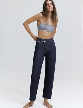 Jeans Dritti A Vita Incrociata