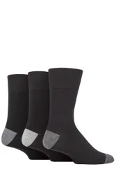 Mens 3 Pair Cotton Argyle Patterned and Striped Socks Contrast Heel and Toe Black 6-11 - Black - Size: 6-11 Mens