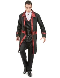 Herrenkostüm Vampir Halloween schwarz-rot - male