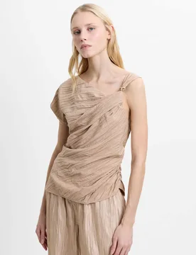 Textured One Shoulder Hardware Detail Top Nude female - French connection - FashionsVida